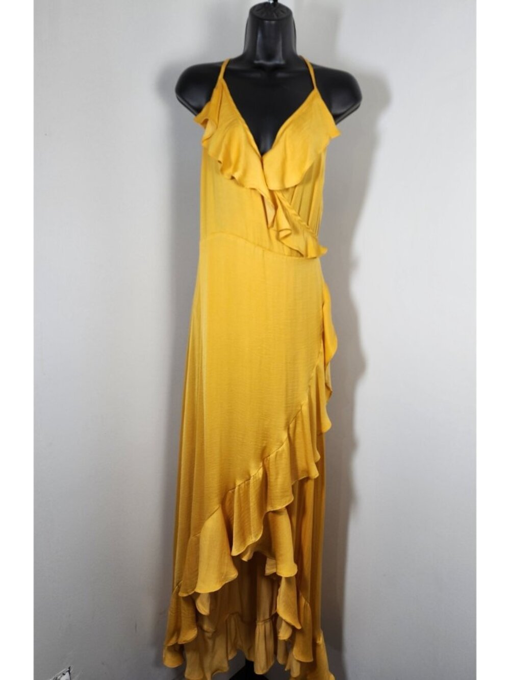 Forever 21 Plus Wrap Tie Hi-Lo Dress W/ Ruffles-Yellow - SZ 3X